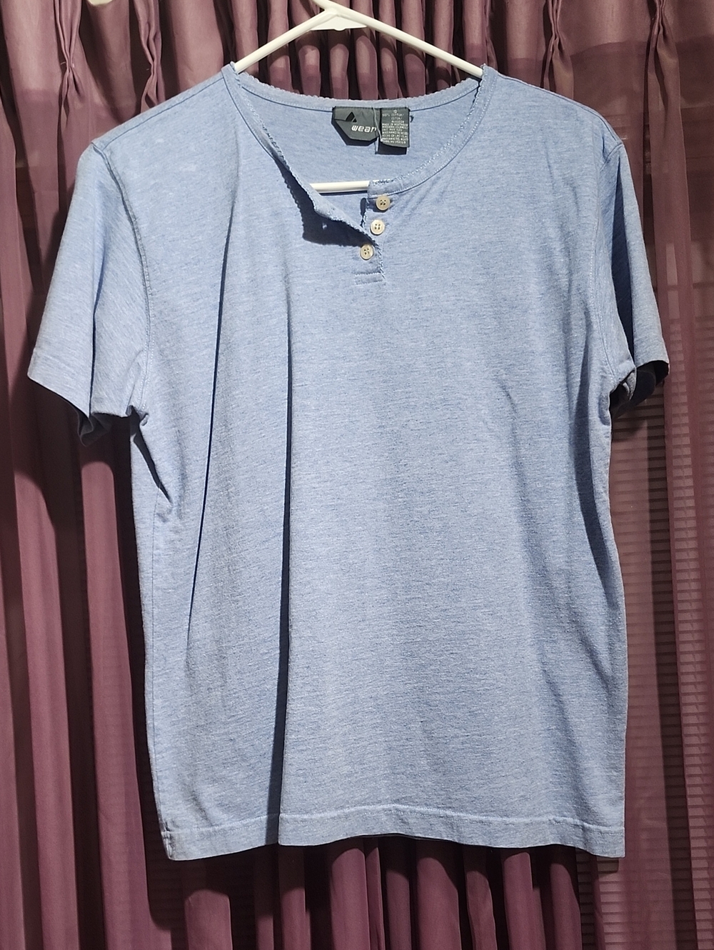 Lizwear Blue Short Sleeve Henley T-Shirt S